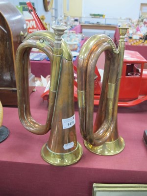 Lot 1478 - Two Copper and Brass Bugles, one marked L.P....