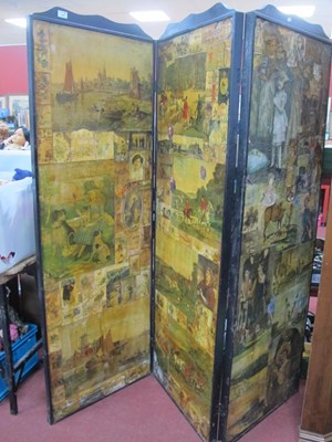 Lot 1585 - XIX Century Scrap Screen, many images on both...