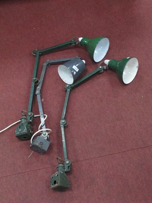 Lot 1513 - Industrial Lighting, green enamel angle poise,...