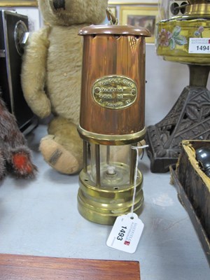 Lot 1493 - Miners Lamp 'Ferndale Coal', in copper and...
