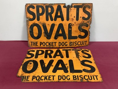 Lot 1314 - A Pair of Vintage Enamel Signs 'Spratts Ovals,...