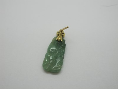 Lot 76 - A Pair of Carved Jade Drop Earrings, each with...