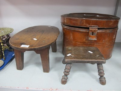 Lot 1422 - XIX Century Oak Milking Stool, on turned legs;...