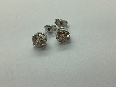 Lot 70 - A Pair of Modern 18ct White Gold Single Stone...