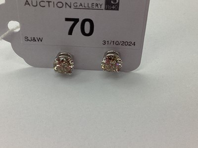 Lot 70 - A Pair of Modern 18ct White Gold Single Stone...