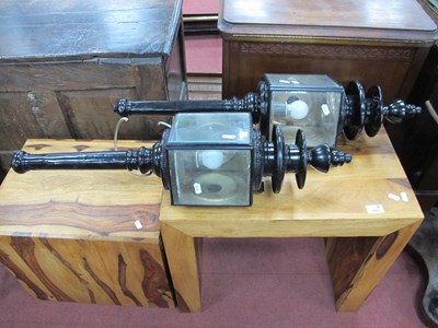 Lot 1624 - Pair of XIX Century Coaching Lamps, with...