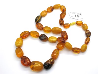 Lot 77 - A Long Graduated Single Strand Multi Amber...