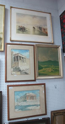 Lot 1442 - A Pair of Watercolours, one of the Parthenon,...