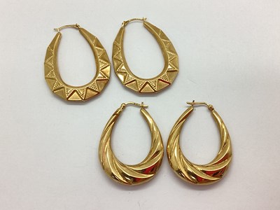 Lot 64 - A Pair of 9ct Gold Creole Hoop Earrings, of...