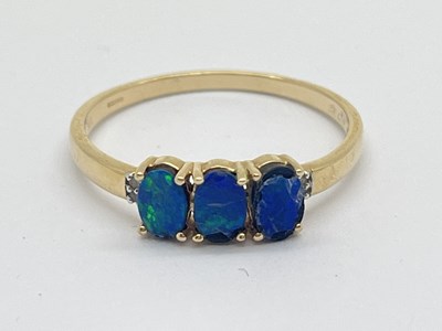 Lot 29 - Gemporia; A 9ct Gold Opal Doublet (?) Three...