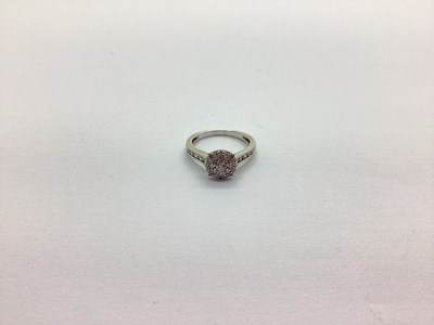 Lot 241 - A Modern 18ct White Gold Diamond Cluster Ring,...