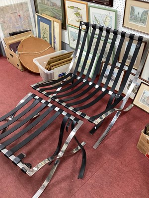 Lot 1536 - Barcelona Chair Frame and Footstool. (2).