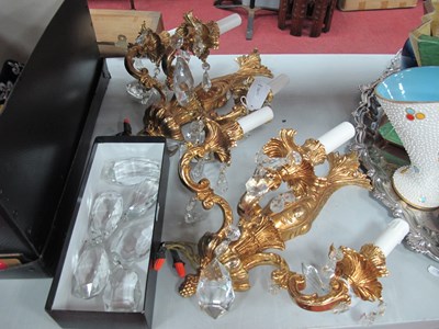 Lot 1309 - A Pair of Modern Three Branch Gilt Metal Wall...