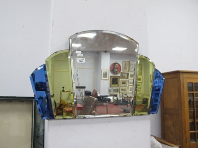 Lot 1643 - Art Deco Fanned Wall Mirror, with blue and...
