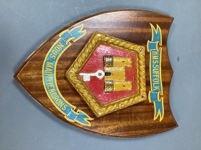 Lot 412 - Royal Navy HMS Suffolk Ships Crest on Plaque.