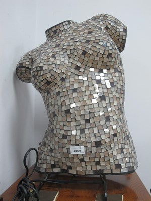 Lot 1469 - Unusual Table Lamp, 50cm high, mosaic glass...