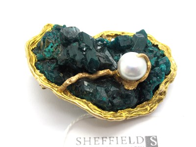 Lot 145 - An Abstract Style Geode and Pearl Set Pendant...