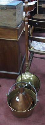 Lot 1608 - XIX Century Brass Jam Pan, with iron fall...