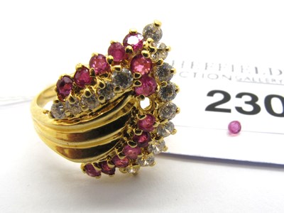 Lot 230 - A Stone Set Cocktail Ring, of abstract spray...