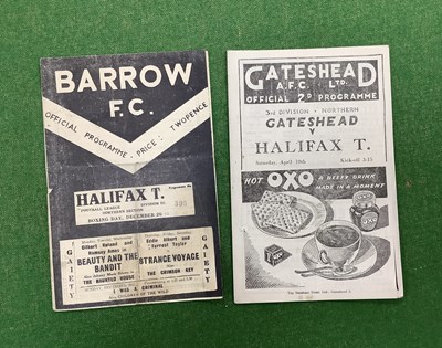 Lot 717 - 1947-8 Halifax Town Away Programmes, at Barrow...