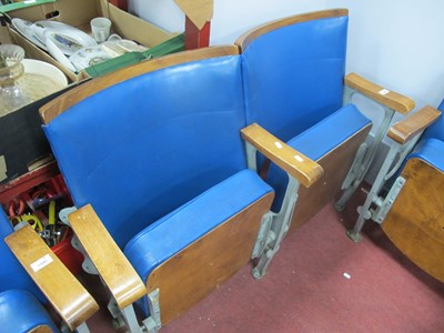 Lot 1496 - Mid XX Century Twin Theatre Seats, with blue...
