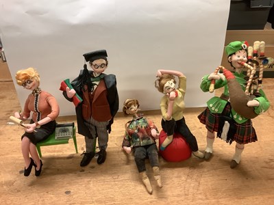 Lot 1424 - Five 1950's Klumpe of Spain Dolls, includes...