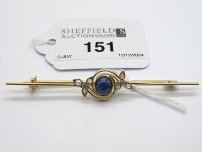 Lot 151 - An Old Cut Diamond and Cabochon Set Bar Brooch,...