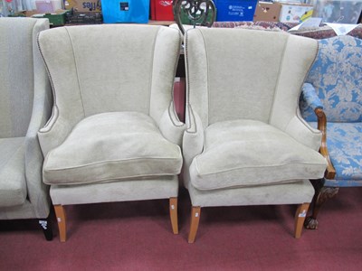 Lot 1602 - Pair of Olive Green Fabric Easy Chairs, with...