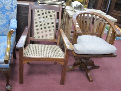 Lot 1604 - Softwood Office Chair, with slatted back,...