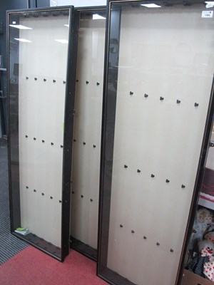 Lot 1584 - Three Large Wall Display Cases, black painted...