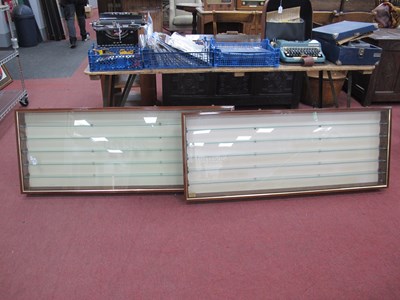 Lot 1645 - Pair of Wall Display Cases, brown painted...