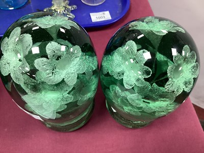 Lot 1026 - A Pair of Late XIX Century Green Glass Dump...