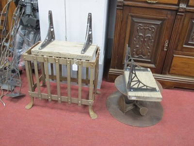 Lot 1635 - Iron Slatted Stand, 54cm wide, pair of wall...