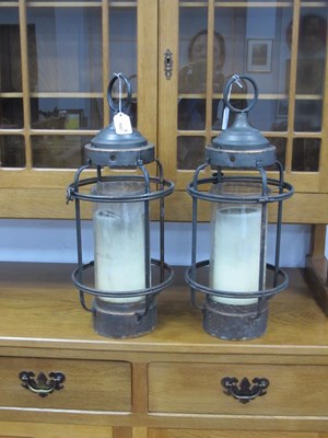 Lot 1647 - Pair of Industrial Style Metal Ceiling Candle...