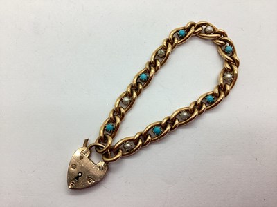 Lot 68 - An Antique Turquoise and Pearl Set Bracelet,...