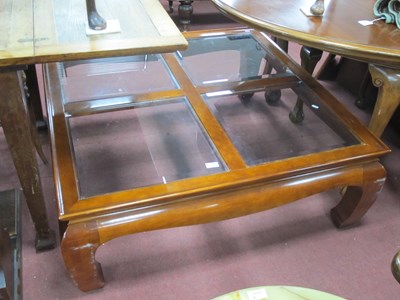 Lot 1531 - Chinese Hardwood Coffee table, with four glass...