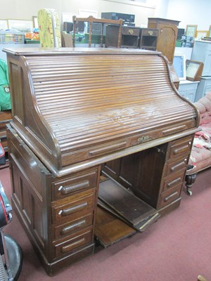 Lot 1492 - Oak Roll Top Desk, circa early XX Century with...
