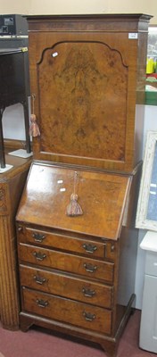 Lot 1470 - Slender Walnut Bureau Bookcase, circa mid XX...