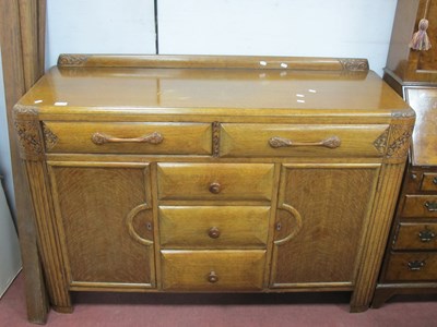 Lot 1468 - 1930's Oak Sideboard, with low back, carved...