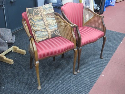 Lot 1498 - Pair of Walnut Framed Salon chairs, circa 1920'...