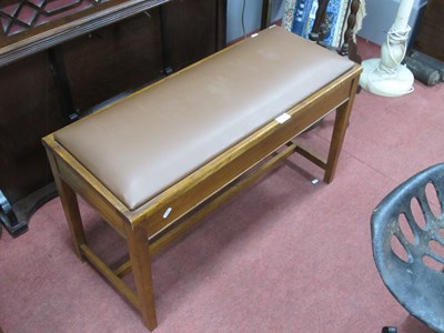 Lot 1535 - Oak Duet Stool, with padded seat, 84cm wide.