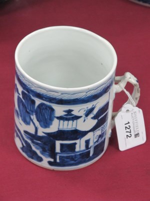 Lot 1272 - Oriental - Chinese blue and white pottery mug,...