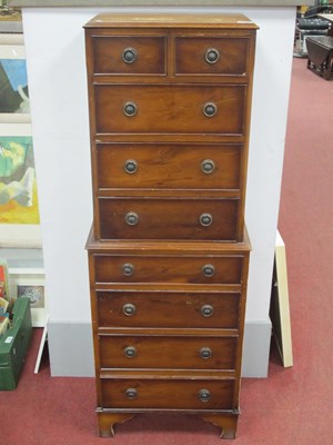 Lot 1456 - XX Century Yew Wood Chest on Chest, with two...
