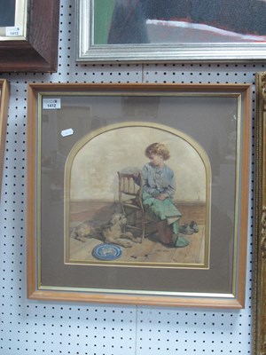 Lot 1412 - Juey Russell, Seated Child Looking Back at Dog...