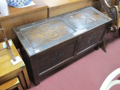 Lot 1519 - XVII Century Style Carved Oak Coffer, with a...
