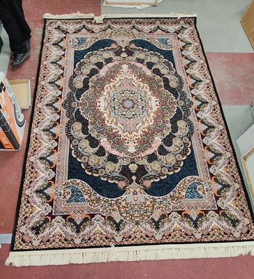 Lot 1485 - Expada Tassled Polyester Rug, allover heavilly...