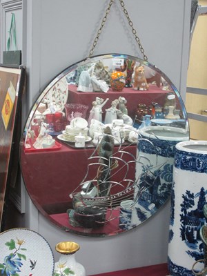 Lot 1543 - XX Century Circular Wall Mirror, decorated...