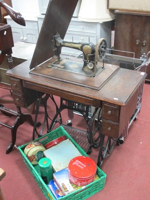 Lot 1482 - Jones Treadle Sewing Machine, together with a...
