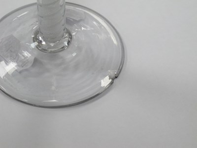 Lot 1004 - A XIX Century Wine Glass, the ogee bowl raised...