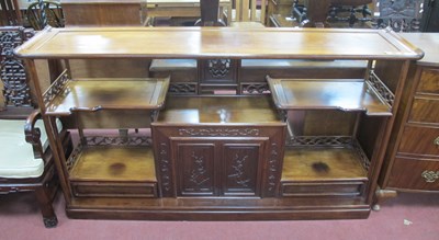 Lot 1525 - A Chinese Hardwood Etagére, with panelled top...